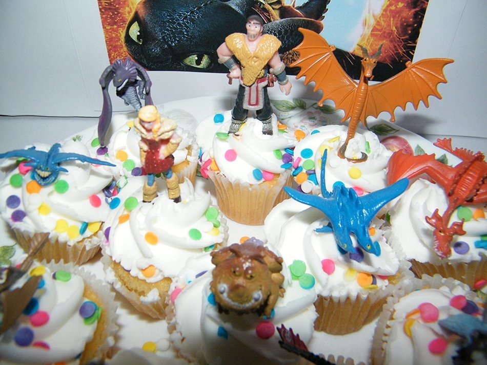 How to Train Your Dragon Set of 12 Figure Cake Toppers / Cupcake Party Favor Decorations with 9 Dragons, Hiccup... N2