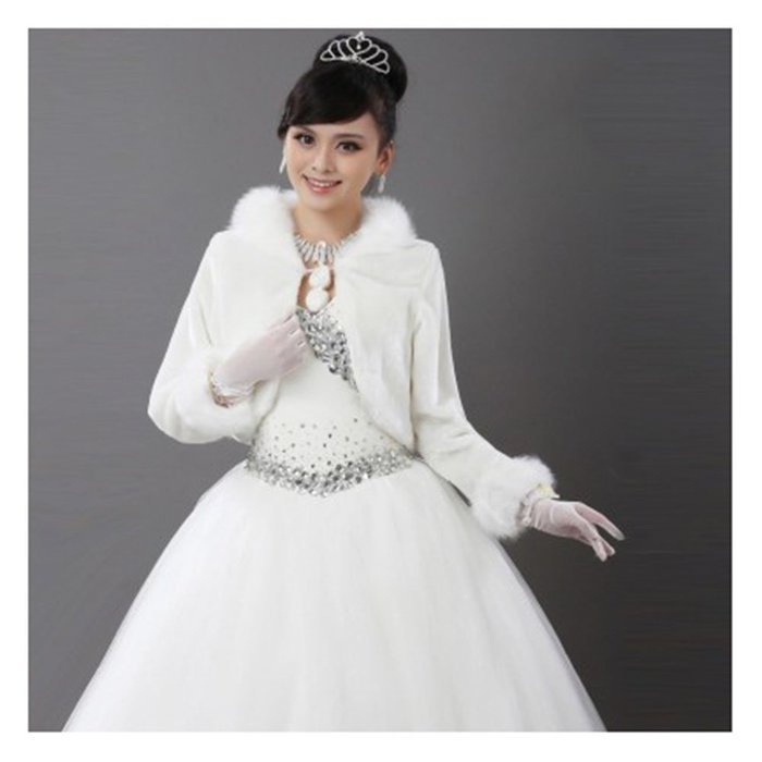 KAKA(TM) Gorgeous Winter Bridal Wedding Dress Wrap Artificial Plush Shawl-White N9