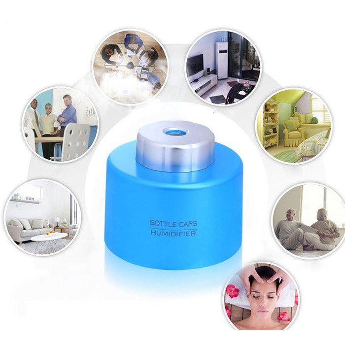 econoLED New Portable USB Mini Water Bottle Caps Humidifier Air Diffuser Aroma Mist Maker Blue