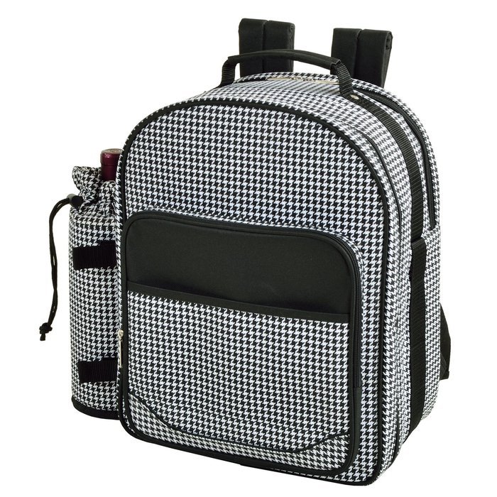 Picnic at Ascot - Deluxe Equipped 2 Person Picnic Backpack with Cooler & Insulated Wine Holder - Trellis Blue N3