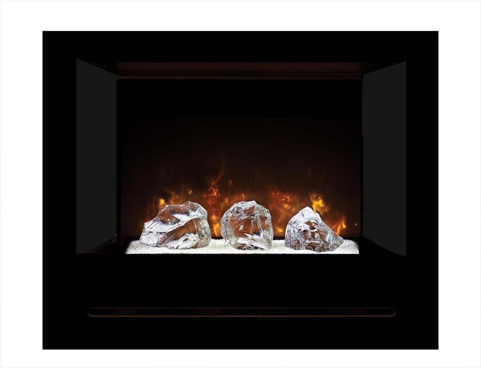 Modern Flames Home Fire Series Electric Fireplace with Log Set and Black Glass Side Panels, 36-Inch N8