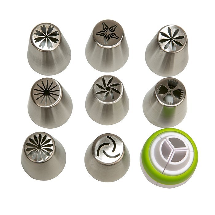 Joinor 13PCS Stainless Steel 304 Russian Piping Tips Reusable Pastry Icing Bags Nozzle Coupler Set ( Includes:...