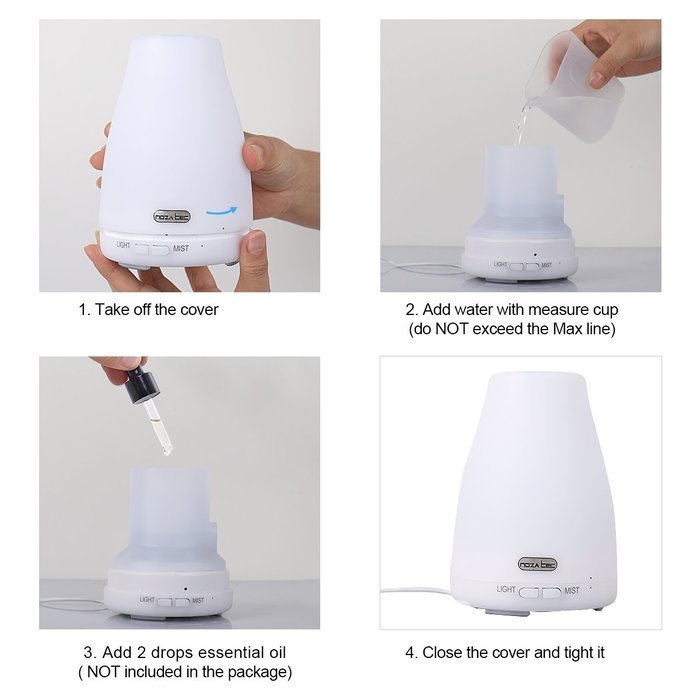 7 Colors Aromatherapy Essential Oil Diffuser - 100 Milliliter Ultrasonic Cool Mist Aroma Humidifier with Waterless... N4