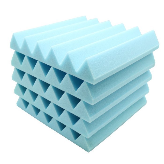 6pcs Acoustic Soundproof Sound Stop Absorption Wedge Studio Foam 12"x 12"x2"Blue N5