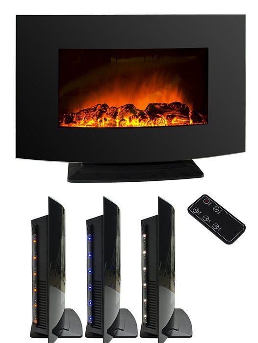 AKDY AZ-520S-ALB Wall Mounted Or Floorstand Electric Black Fireplace Remote Control Heater Firebox W/Stand N6