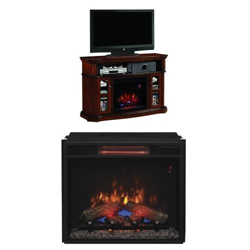 Complete Set Aberdeen Media Mantel in Premium Cocoa with 23" Infrared Spectrafire Plus Insert with Safer Plug