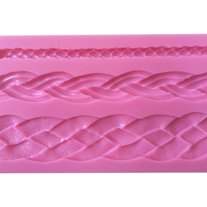 LYNCH 3 Kinds Rope Shape Silicone Mold Fondant Non-stick Cake Kitchen Tool,Pink