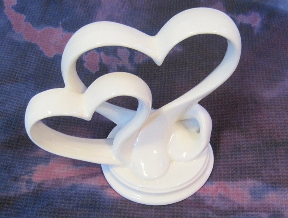 Hortense B. Hewitt Wedding Accessories, Cake Top, Contemporary Double Heart, 4-Inches Tall x 5-Inches Wide N2