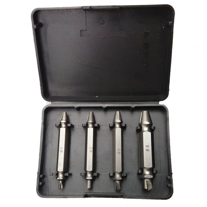 MuLuo 4Pcs Damaged Screw Remover Set Extractor Set Stripped Bolt Extractor