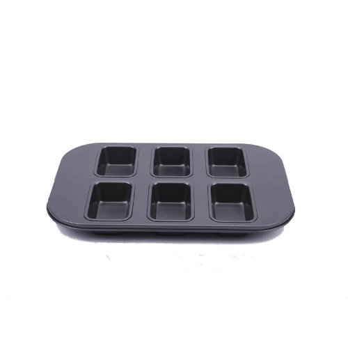 IC ICLOVER 6 Cups Nonstick Rectangular Carbon Steel Muffin Cup,loaf Pan-black