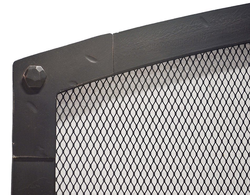 Arched Freestanding Fireplace Screen with Old World Design (47"W x 35"CH x 29 1/2"SH, Hammered Black Copper) N9