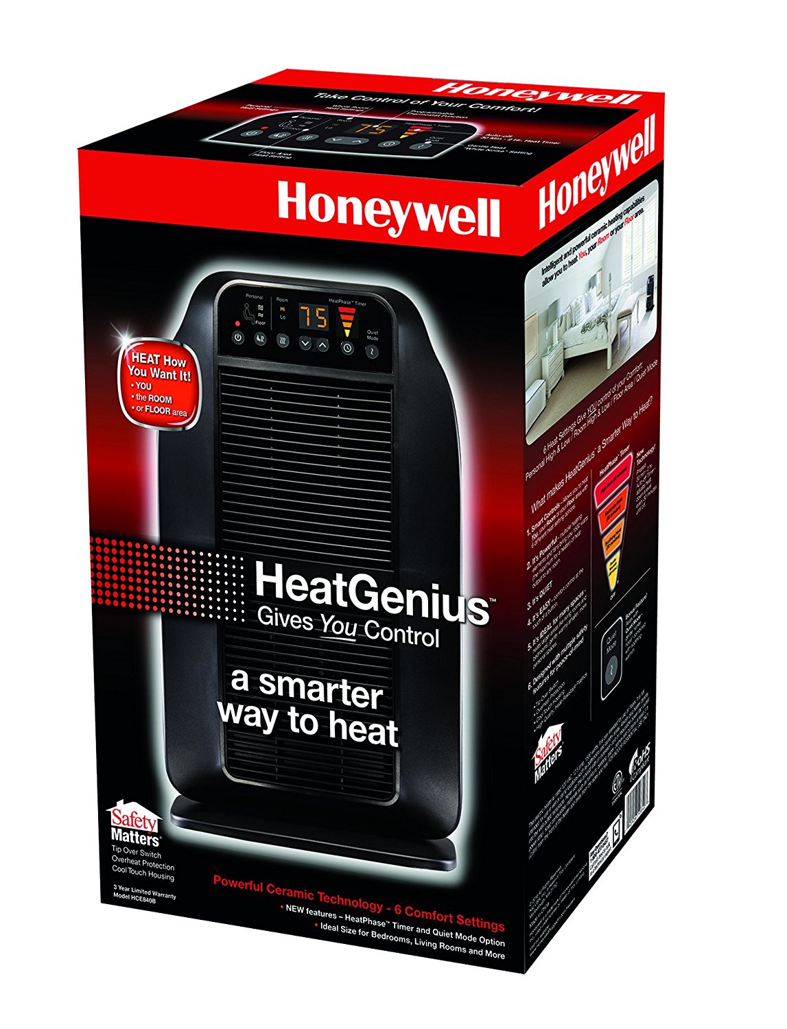 Honeywell HCE840B Heat Genius Ceramic Heater, Black N2 free image download