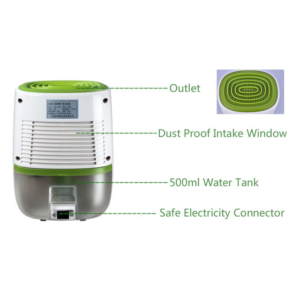 LOHOME® Electric Dehumidifier, Portable Mini Dehumidifier 500L Whisper Quiet Air Dryer Desiccant