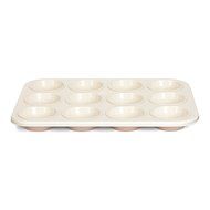 Patisse 03334 Ceramic Muffin Pan 12 Cups with Non-Stick Surface, Cream/Copper