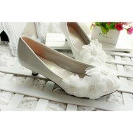 KAKA(TM)Women's Flowers Rhinestone White Stiletto Heel Lace Wedding Bridal Shoes(38)