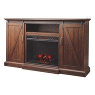 Brand New &amp; Portable Indoor Brown Electric Fireplace Media Console Heater with TV Stand &ndash; Can Hold up to 80 in... N6