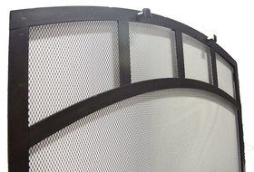 Arched Freestanding Fireplace Screen with Sutter Design (47"w X 35"ch X 29 1/2"sh, Hammered Black Copper) N5
