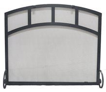 Arched Freestanding Fireplace Screen with Sutter Design (47"w X 35"ch X 29 1/2"sh, Hammered Black Copper) N6