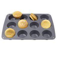 Webake 12-Cup Silicone Muffin Pan, Cake Pan, Cupcake Pan (Grey, 2-pack), Standard Size N2