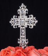 LOVENJOY Gift Box Pack Cross Rhinestone Crystal Cake Decoration Topper for Wedding Religious Baptism Christening...