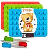 Gooj-Gummy Bear Molds- 3 Silicone Molds 150 gummy bears total 3 BONUS Droppers, e-Book PDF Download.- BPA Free