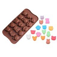 Poproo Animal Shaped Candy Mold 3-Piece Chocolate Molds Ice Cube Tray - Animal Heads, Figures, Pig Face (Set of 3)