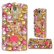 Spritech(TM) Clear Hard Bling Phone Case for LG G Stylo 2 LS775/LG Stylus 2 K520,Handmade Gold Crystal Flower... N28