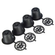 KINGSO 4pcs Reusable Coffee Capsules Cups Espresso Pods Filters For Nespresso Machines with 1pc Plastic Spoon