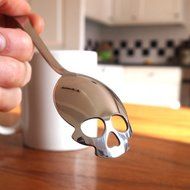 EVERMARKET(TM) Silver Dieter Skull Shape Tea or Coffee Sugar Spoon - 5 Packs
