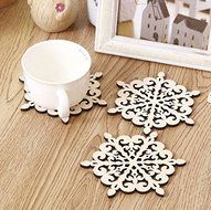 Astra shop Set of 3 Piece Wood Coasters Carved Hollow Designed Mini Tabletop Trivets Cup Mat - Cute Owl