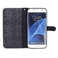 Galaxy S7 Edge Wallet Case, PHEZEN Bling Liquid Glitter Love Heart Floating 3D Hourglass Luxury Pu Leather Magnet... N36