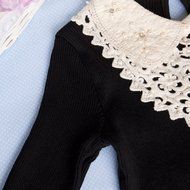 Spritech(TM) Fashion Women Thicken Basic Warm Crystal Pearl Doll Collar Long Puff Sleeve Slim Fit Velvet Sweater... N13