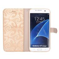 Galaxy S7 Edge Wallet Case, PHEZEN Bling Liquid Glitter Love Heart Floating 3D Hourglass Luxury Pu Leather Magnet... N39