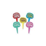 Oasis Supply Happy Birthday Jewel Cupcake/Cake Decorating Picks, 2-1/2-Inch, Assorted Colors, Set of 12
