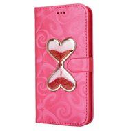 Galaxy S7 Edge Wallet Case, PHEZEN Bling Liquid Glitter Love Heart Floating 3D Hourglass Luxury Pu Leather Magnet... N40