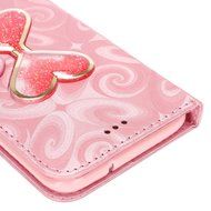 Galaxy S7 Edge Wallet Case, PHEZEN Bling Liquid Glitter Love Heart Floating 3D Hourglass Luxury Pu Leather Magnet... N42