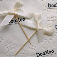 DOOXOO 2 inch Ivory Satin Bow Cupcake Toppers or Finger food picks - Weddings &amp; Birthday Party ( Set of 24 ) N2