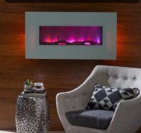 Electric Fireplace Wall Mount,Wall Heater 42 in. LED Wall Fireplace , Color White, 10 Flame-Warm Up Any Decor... N3