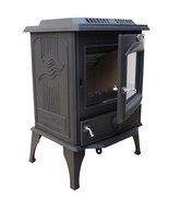HiFlame 1,800 Square Feet 63,000BTU cast iron wood burning stove HF717U Black Paint N4