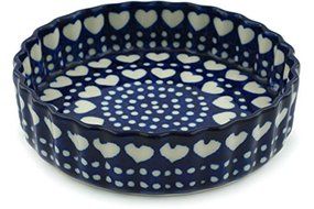 Polish Pottery Fluted Pie Dish 6-inch Heart To Heart N2