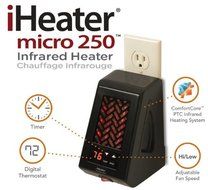 iHeater IH-50-B Micro Plug-In Infrared Heater, Heats Up to 250 Square Feet, Black N2