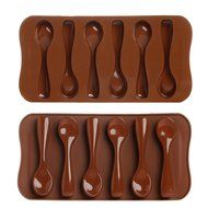 Delight eShop Silicone Baking Mould Spoon Design Chocolate Cake Biscuit Candy Jelly Soap Mold N3