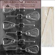 LACROSSE LOLLY Sports Chocolate Candy Mold With &copy; Molding Instruction + 25 Lollipop Sticks