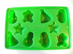 JELL-O Jigglers &quot;Happy Holiday&quot; Christmas Tree, Snowman &amp; Gingerbread Man Jello Mold (7.5&quot; x 11.25&quot;)