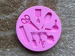 Anyana Scissors &amp; Comb &amp; Perfume &amp; Mirror Silicone Fondant Mold Cake Decorating Pastry Gum Pastry Tool Kitchen...