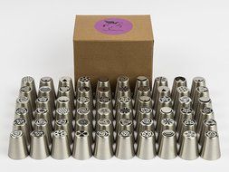 112 Piece Russian Piping Tips Complete Set | 60 Stainless Steel Frosting Tips | 50 Large Disposable Piping Bags...