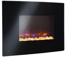 GreatCo 36" Gallery Radius Linear Electric LED Fireplace. Black Wall Mounted Fireplace Includes Heater, IR Remote... N2