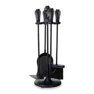 UniFlame 5-Piece Spring Handle Fireplace Tool Set in Black