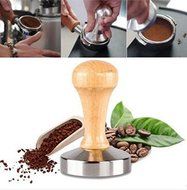 Aluminum Casting Espresso Coffee Tamper Flat Base Wood Handle Bean Press Tool by Micro Shops