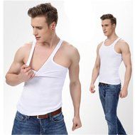 KAKA(TM) Men's Fashion Vest Bottoming Sport Vest Shirt-Gray(L) N4